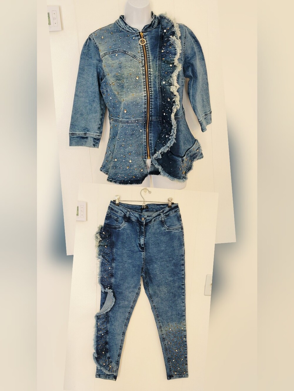 La Busca Embellished Jacket & Pants Set